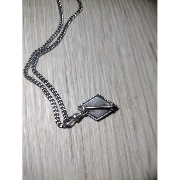 Art Deco - British Morpho Butterfly Wing Sterling Silver Diamond Shap Necklace - Picture 4 of 10